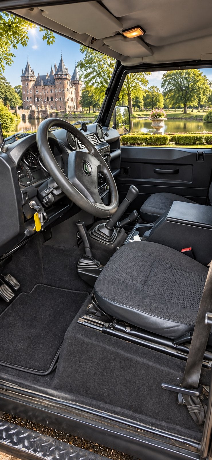 ‼️LAND ROVER DEFENDER 130 2.4 5P GRIJSKENTEKEN YOUNGTIMER, Stof, LED verlichting, Zwart, 4 cilinders