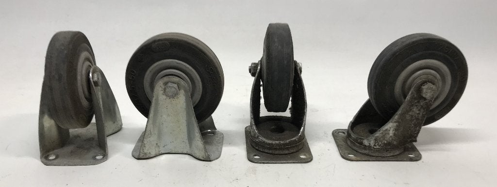 Wielen, 2 bok- en 2 zwenkwielen, Haco, Ø125x37,5 mm, Doe-het-zelf en Verbouw, Zwenkwielen, Ophalen of Verzenden, Gebruikt