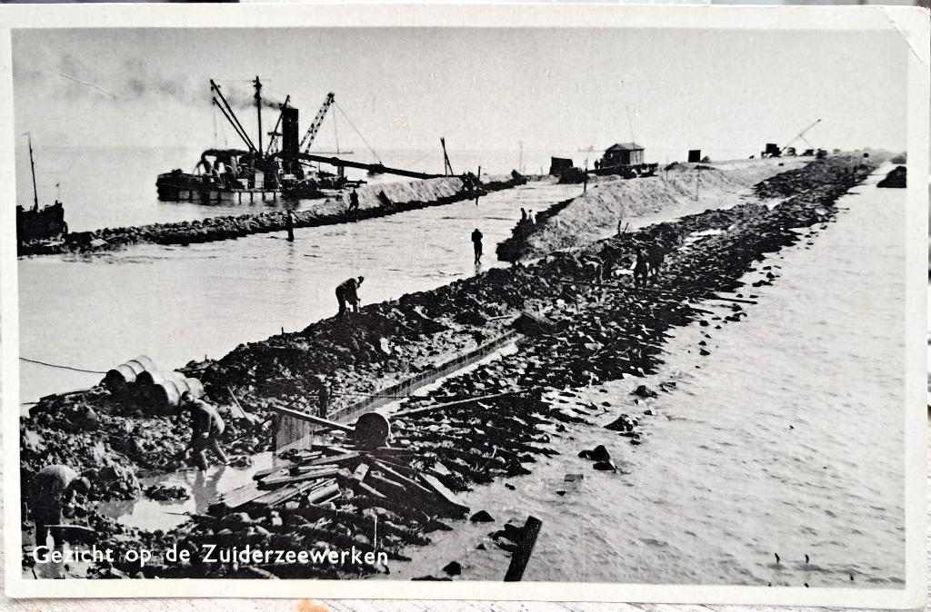 Zuiderzee, aanleg dijk zuiderzeewerken, ongelopen,, Verzenden, 1940 tot 1960, Ongelopen, Flevoland