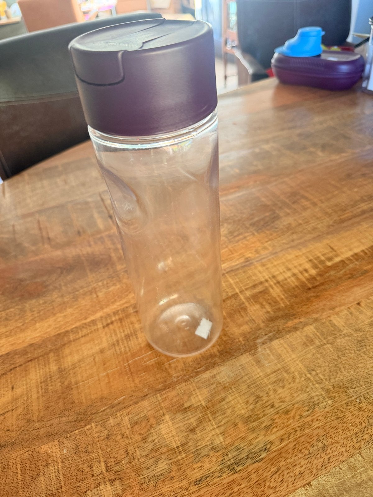 Transparante drinkfles met paarse dop, Ophalen of Verzenden, Gebruikt