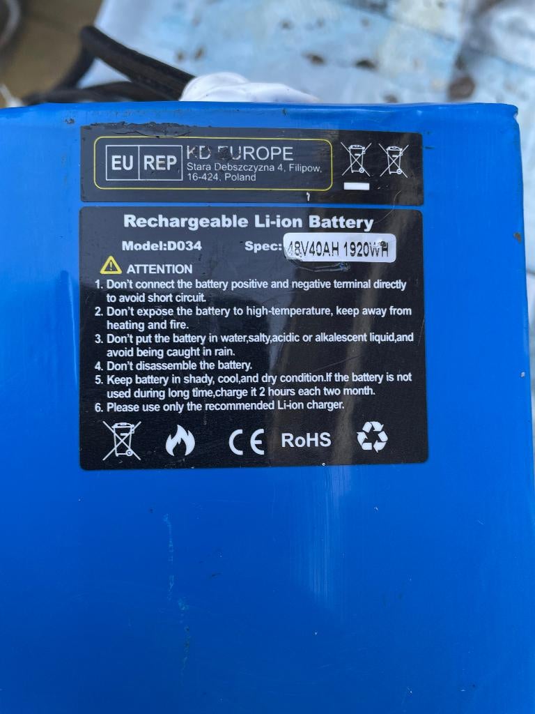 48 volt 40 Ah lithium accu voor elektrische scooter, Fietsen en Brommers, Brommeronderdelen | Scooters, Ophalen, Zo goed als nieuw