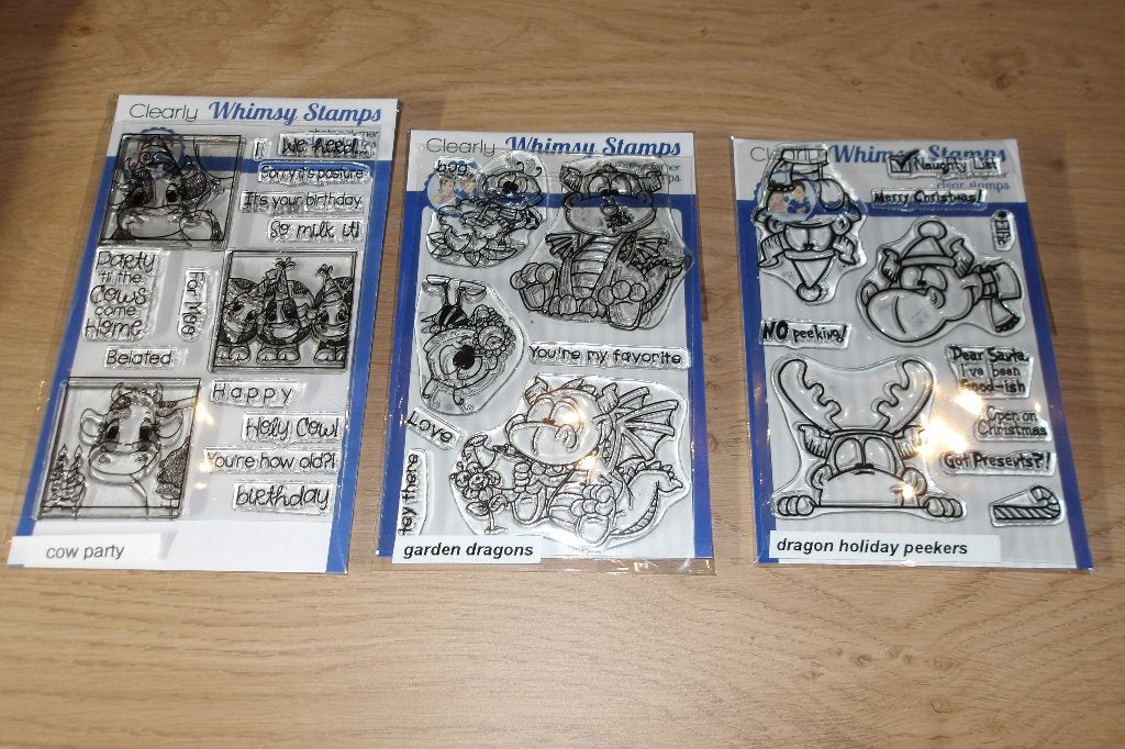 stempels van whimsy stamps, Hobby en Vrije tijd, Kaarten | Zelf maken, Ophalen of Verzenden, Gebruikt, Overige thema's, Overige typen