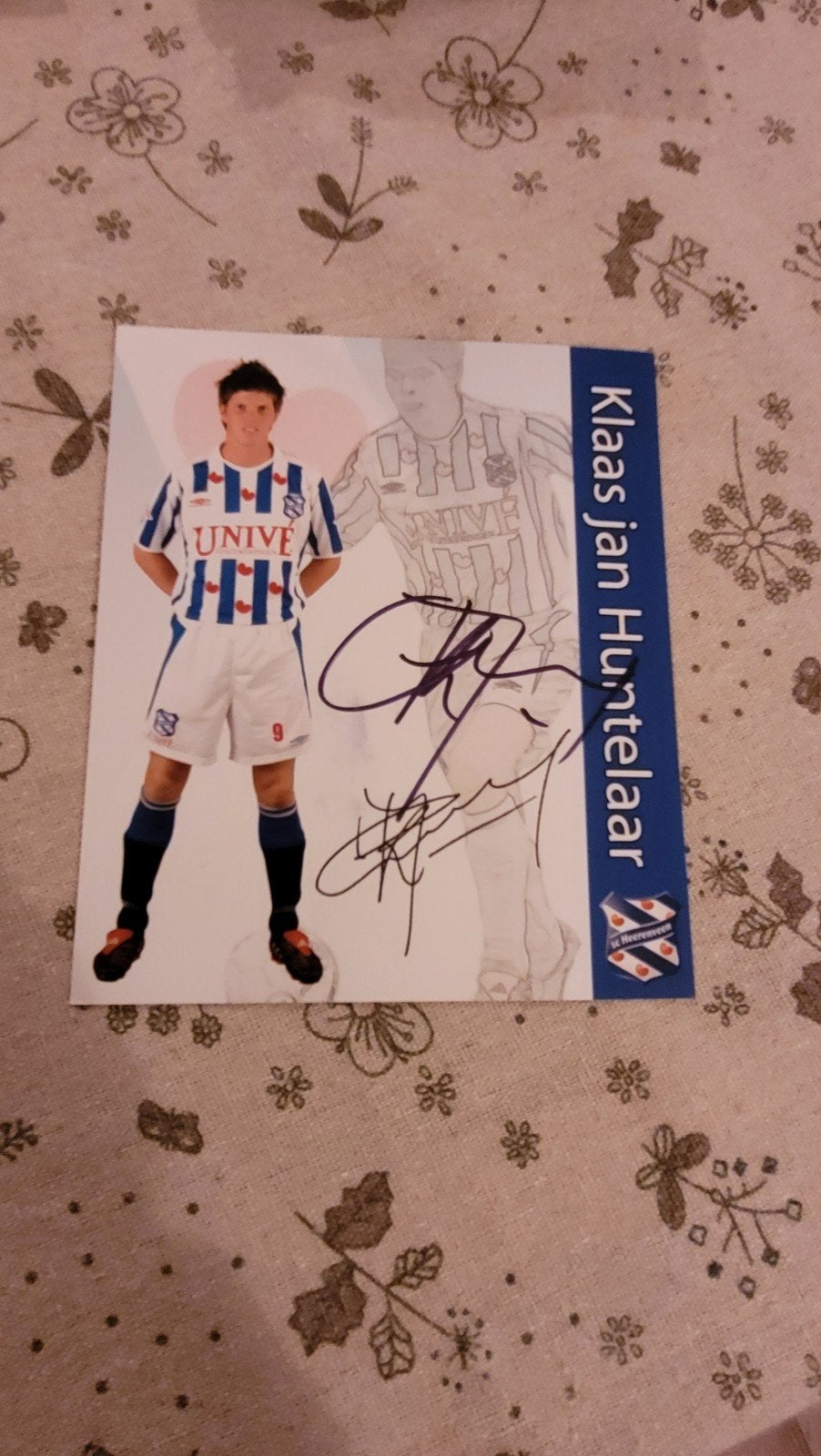 klaas Jan Huntelaar foto Heerenveen Gesigneerd, Ophalen of Verzenden, Zo goed als nieuw, Overige binnenlandse clubs, Spelerskaart