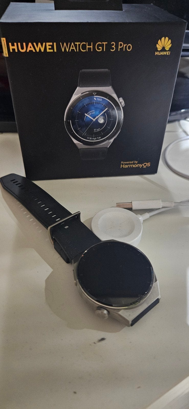 Huawei Watch GT 3 Pro - Zo goed als nieuw, Sieraden, Tassen en Uiterlijk, Smartwatches, Zwart, Ophalen of Verzenden, Zo goed als nieuw