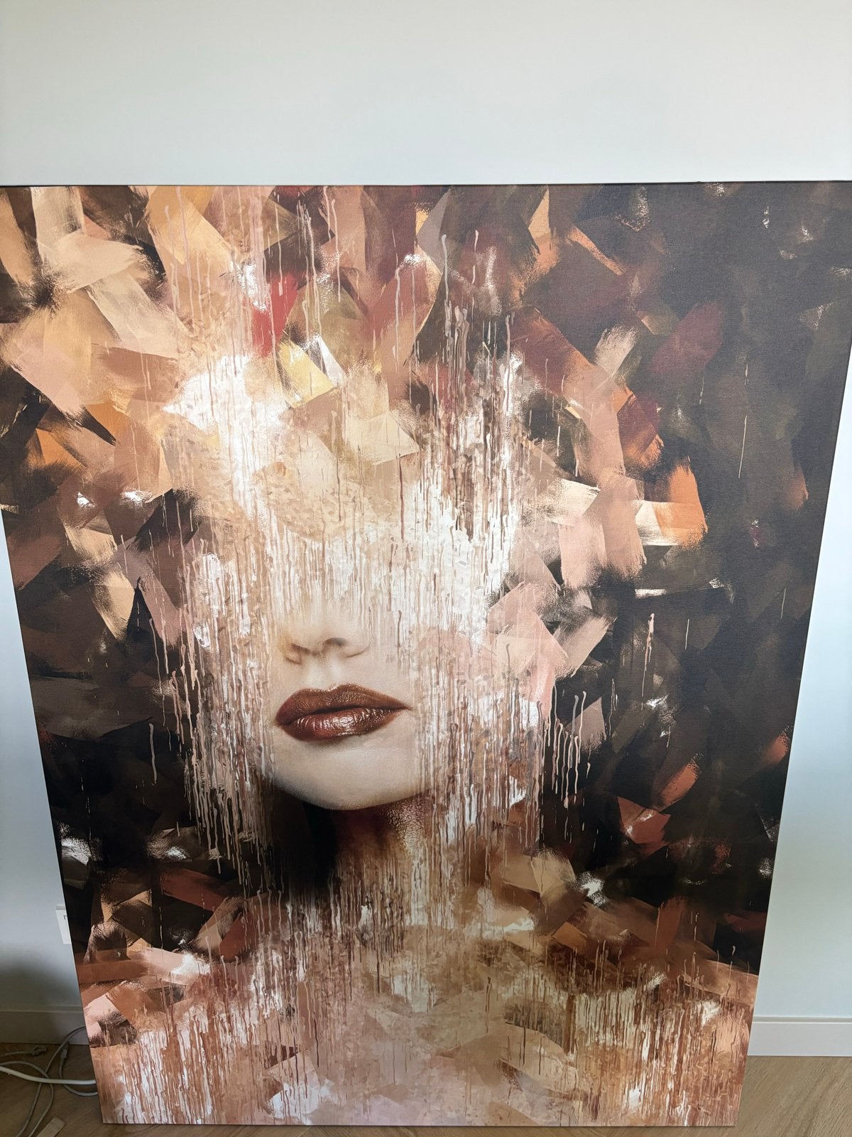 Fierce Canvas: Vrouwelijk Portret 110 x 150 cm, Antiek en Kunst, Kunst | Schilderijen | Modern, Acrylverf, Handgeschilderd, Ophalen of Verzenden