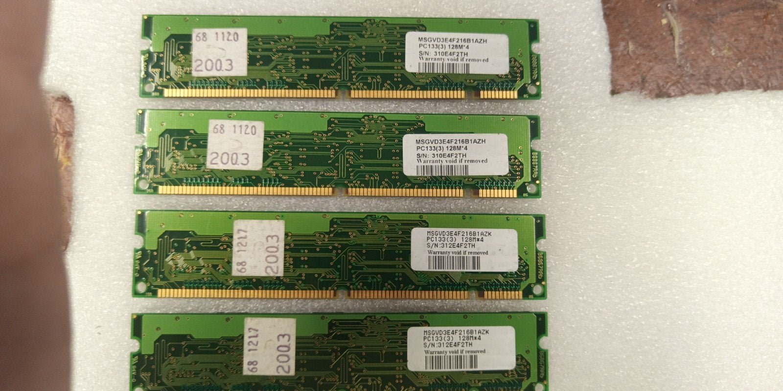 Set van 4: 128MB PC133(3) SDRAM Geheugenmodules, Gebruikt, Ophalen of Verzenden, DDR, 128 GB