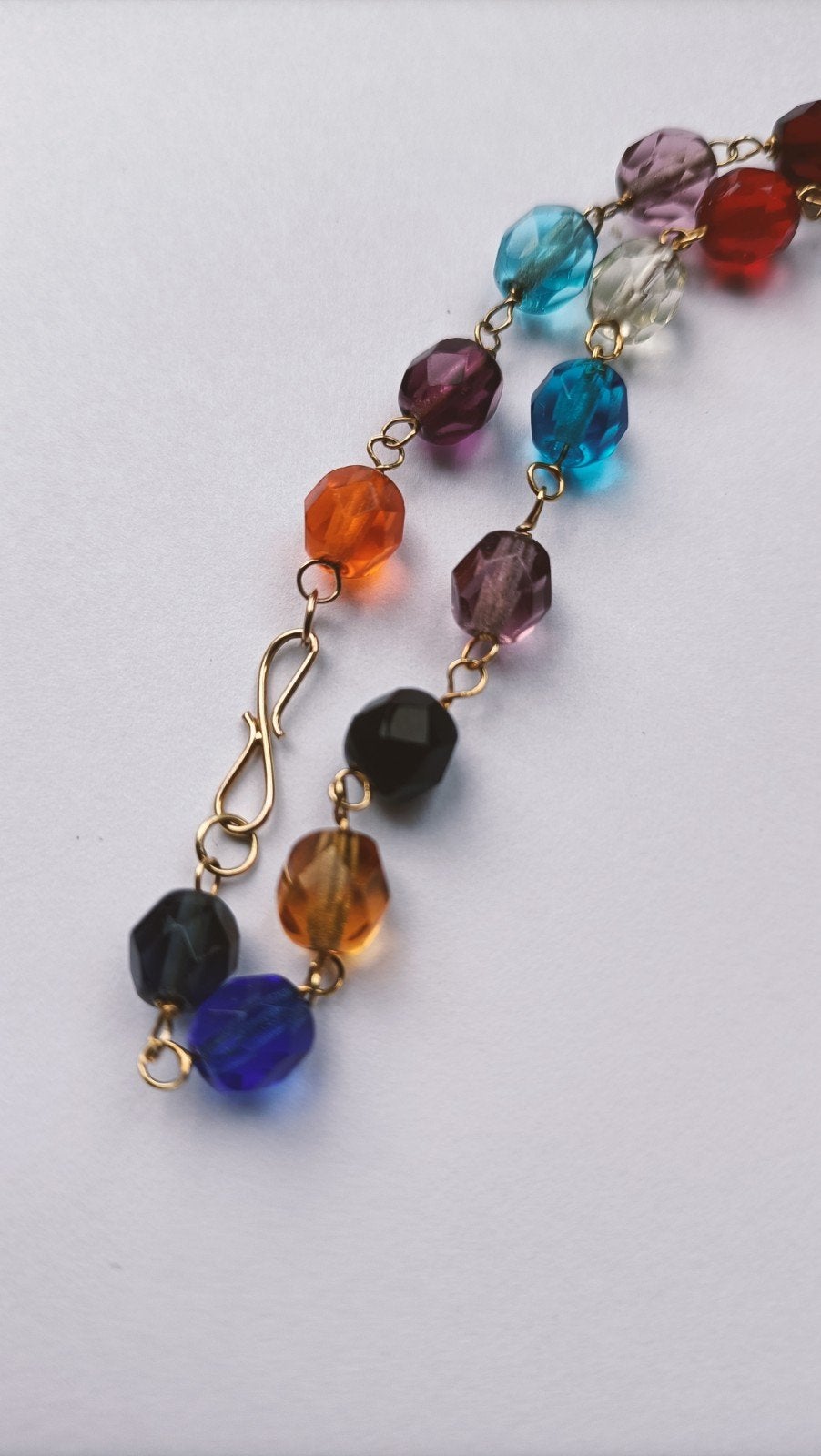 Armband halfedelstenen geregen op  goud, 14 krt, Verzenden, Goud, Armband, Met edelsteen