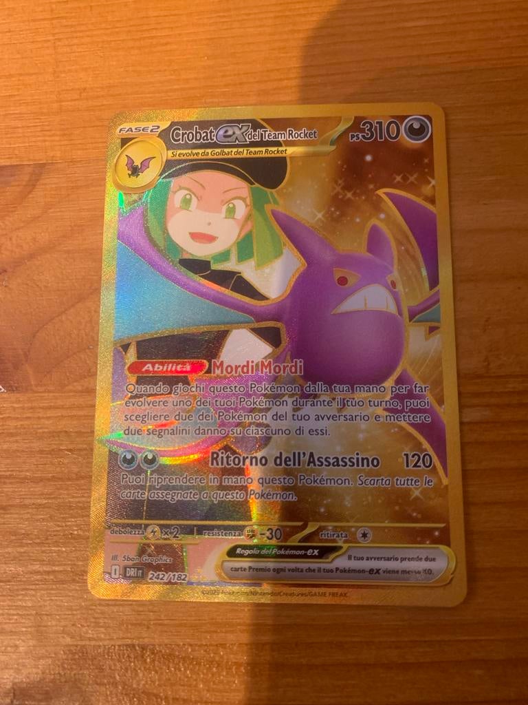 Crobat ex Team Rocket Pokémon Kaart - Italiaans, Ophalen of Verzenden, Zo goed als nieuw, Losse kaart, Foil