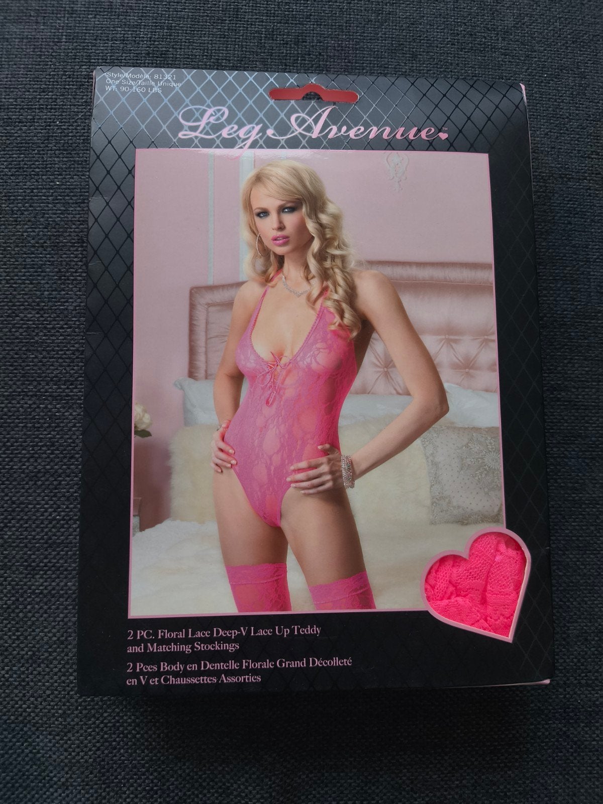 Leg Avenue Roze Kanten Teddy met Kousen, Leg Avenue, Ophalen of Verzenden, Roze, Body of Korset