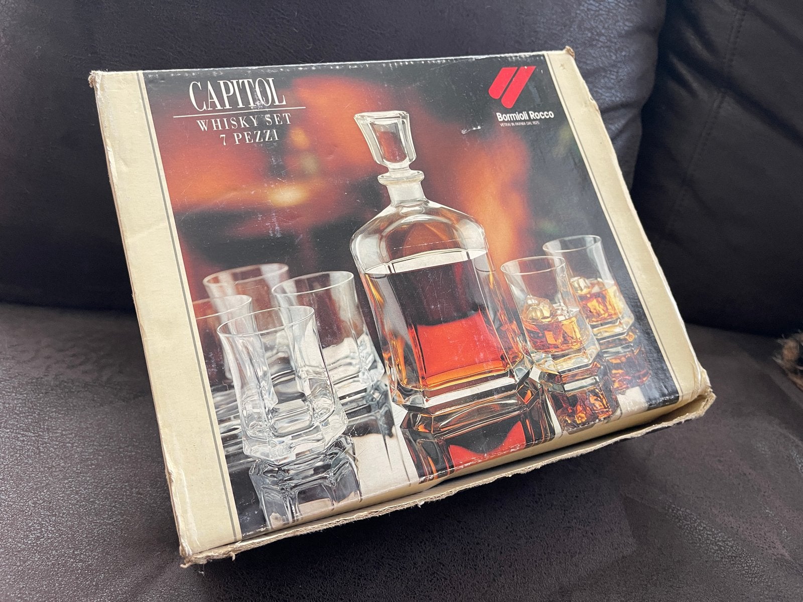 Vintage Bormioli Rocco Capitol Whisky Set (7-delig) met doos, Ophalen