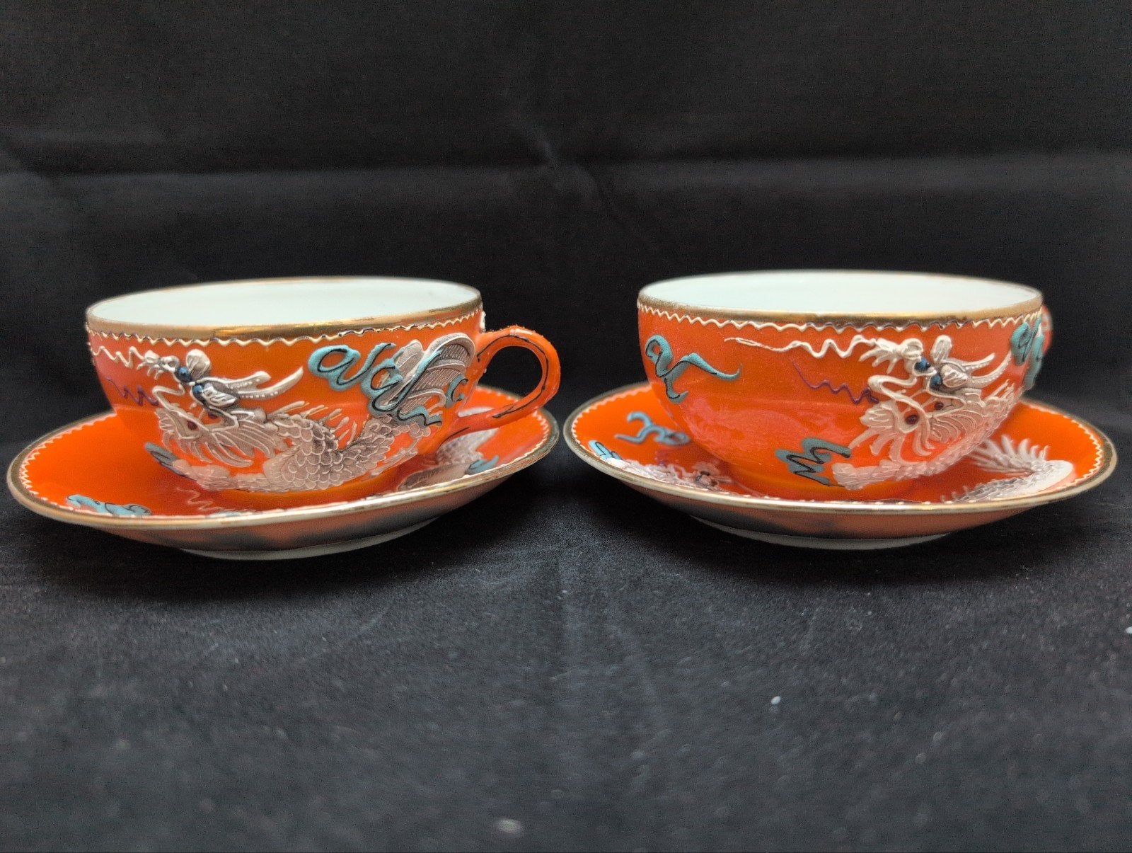 Vintage Japanse Kutani Dragonware Kop en Schotel – 2 rek5, Antiek en Kunst, Ophalen of Verzenden