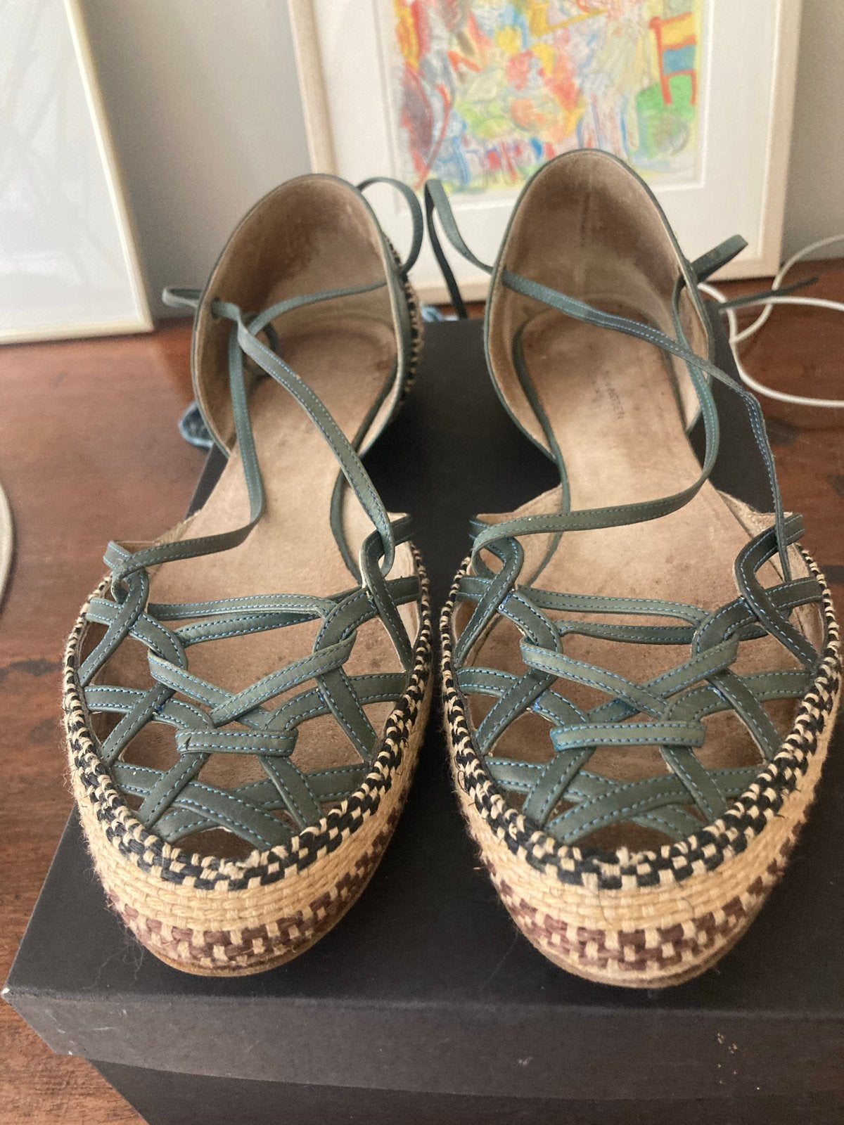 Dries Van Noten Espadrilles Maat 39 Petrol, Ophalen of Verzenden, Gedragen, Overige kleuren, Espadrilles of Moccasins