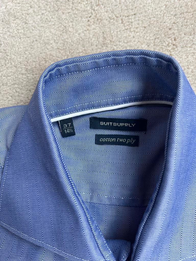 Suitsupply overhemd blauw, maat 37 (S), Kleding | Heren, Overhemden, Ophalen of Verzenden, Zo goed als nieuw, Blauw, Halswijdte 38 (S) of kleiner