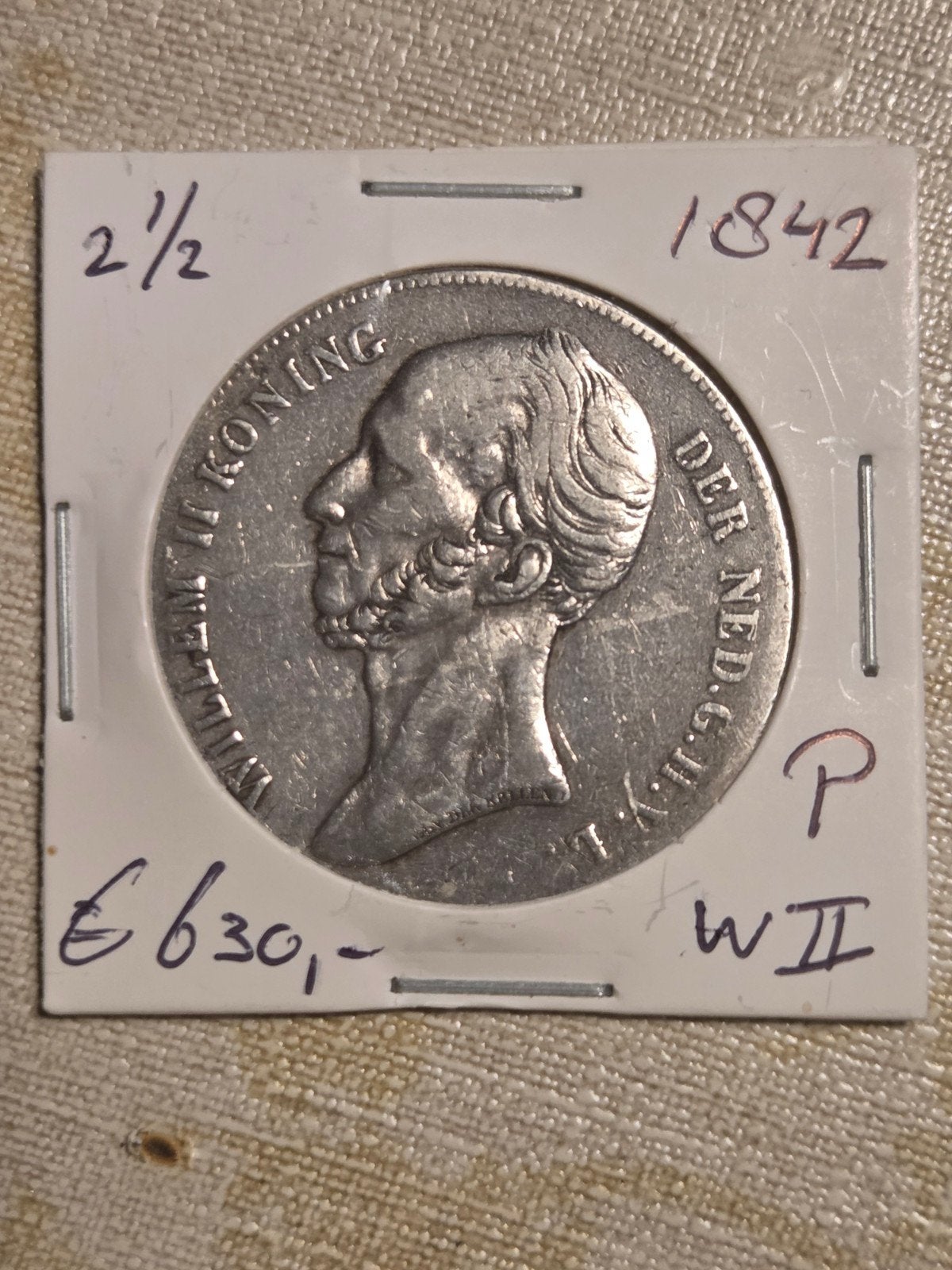 Zilveren 2½ Gulden Willem II 1842, Zilver, Ophalen of Verzenden, Losse munt, 2½ gulden