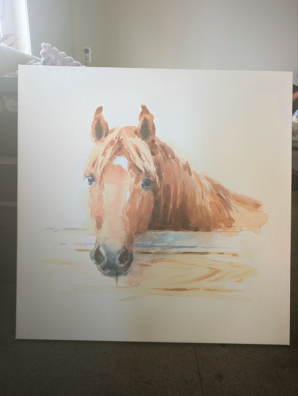 Prachtig canvas schilderij met paard (Binnen & Buiten), Ophalen, Zo goed als nieuw, 50 tot 75 cm, Schilderij