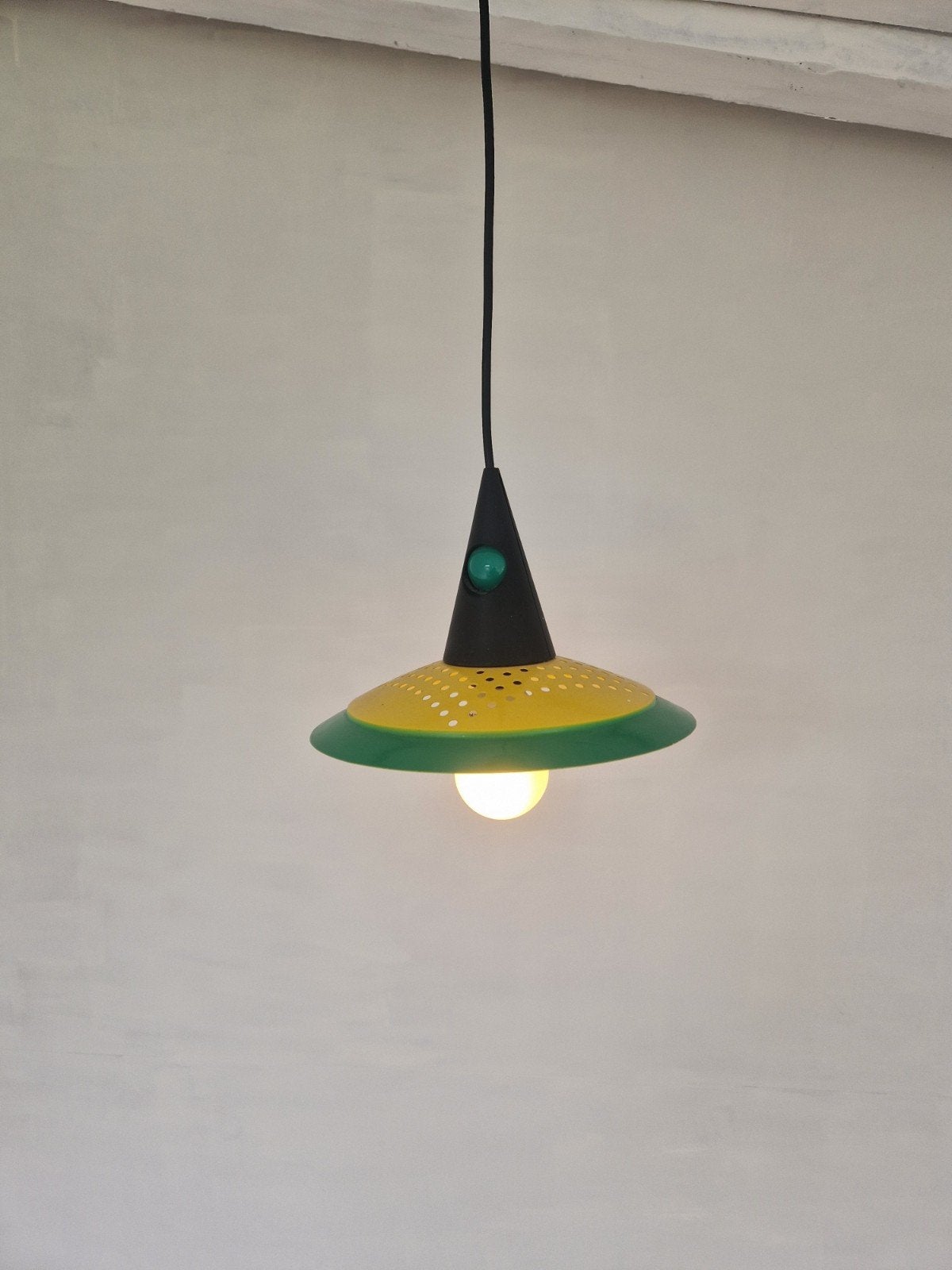 Memphis milano postmodern hanglamp design geel groen. , Ophalen of Verzenden, Onbekend, Onbekend, Onbekend