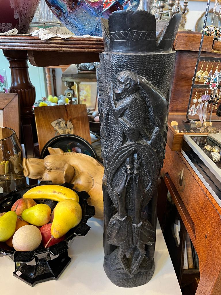 Groot zwaar houtsnijwerk: dieren, Antiek en Kunst, Ophalen, Houtsnijwerk, 50 - 100 cm, Hout