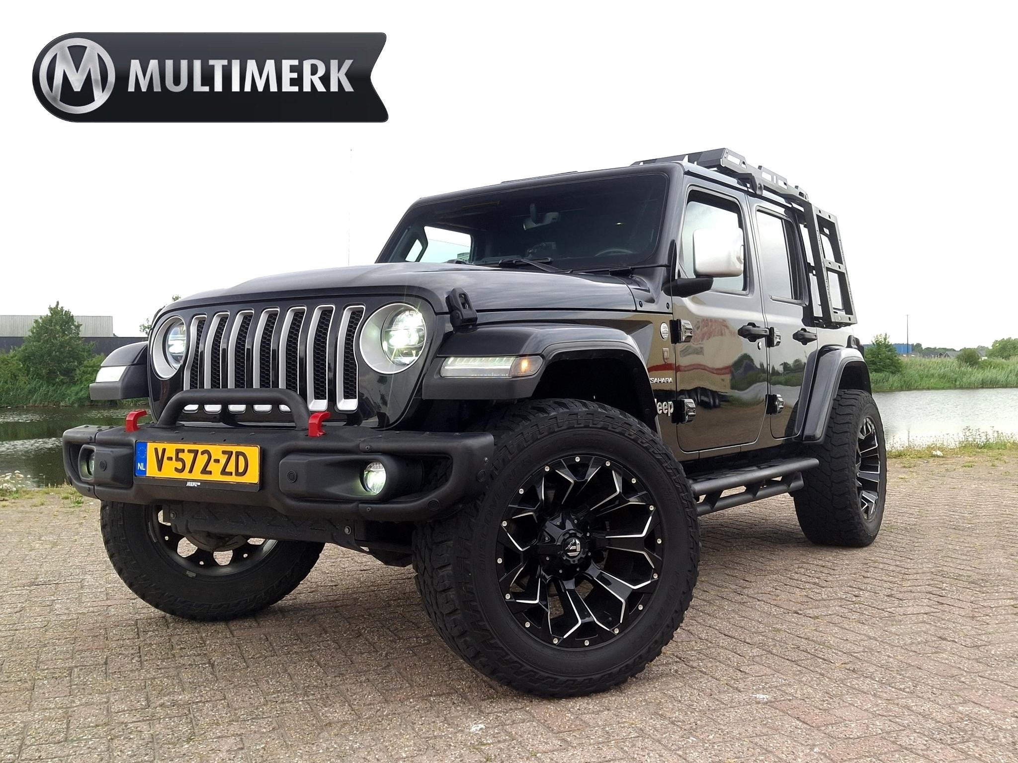 Jeep Wrangler 2.2D Sahara | GRIJS KENTEKEN | 4x4 | VOL OPTIE, Auto's, Stof, Gebruikt, 4 cilinders, Zwart