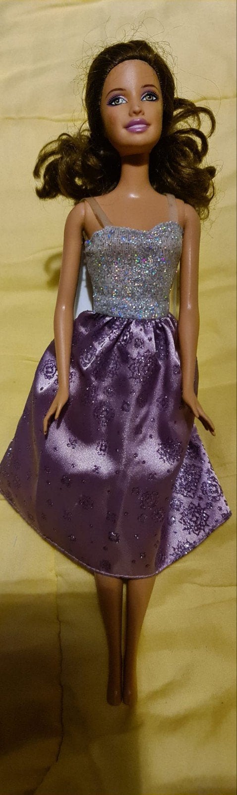 Mooie Originele Barbie Pop met Zilver/Paarse glitterjurk!, Ophalen of Verzenden, Zo goed als nieuw, Barbie