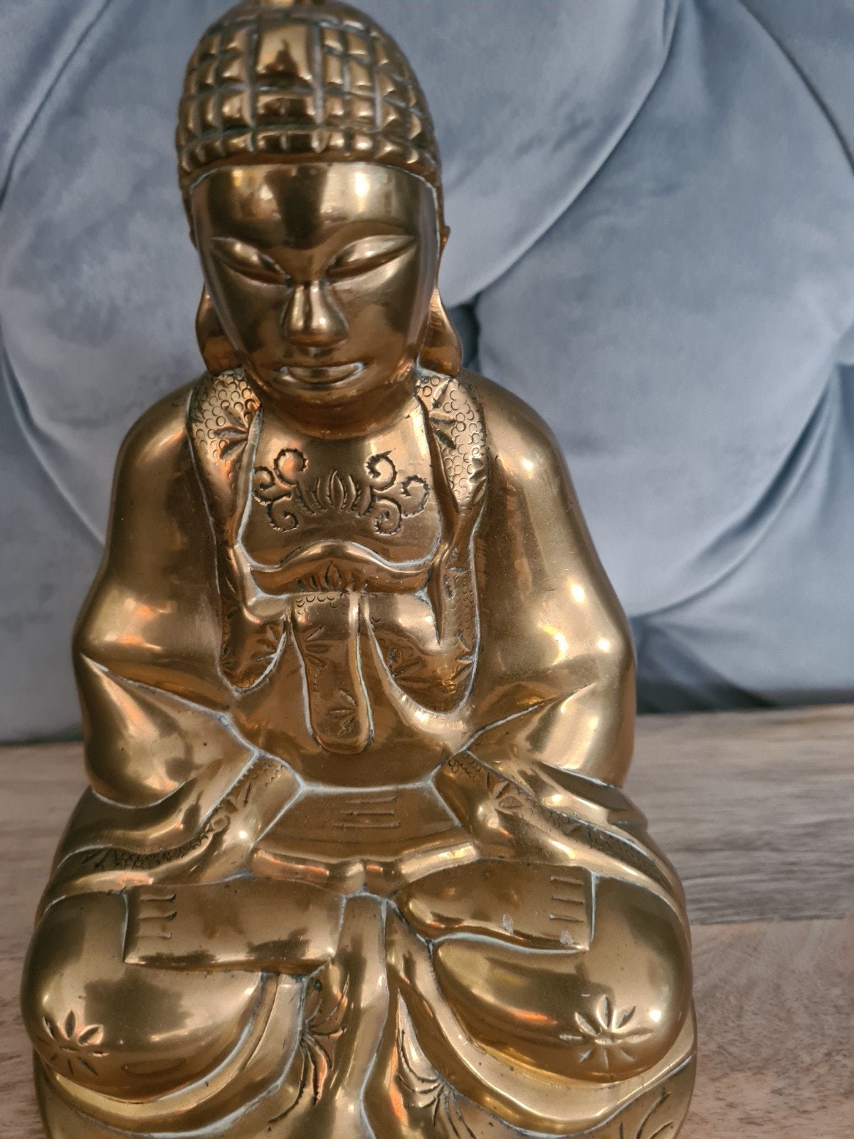 koperen boedha boeddah beeld, Huis en Inrichting, Woonaccessoires | Boeddhabeelden, Verzenden, Gebruikt, Metaal, Goud