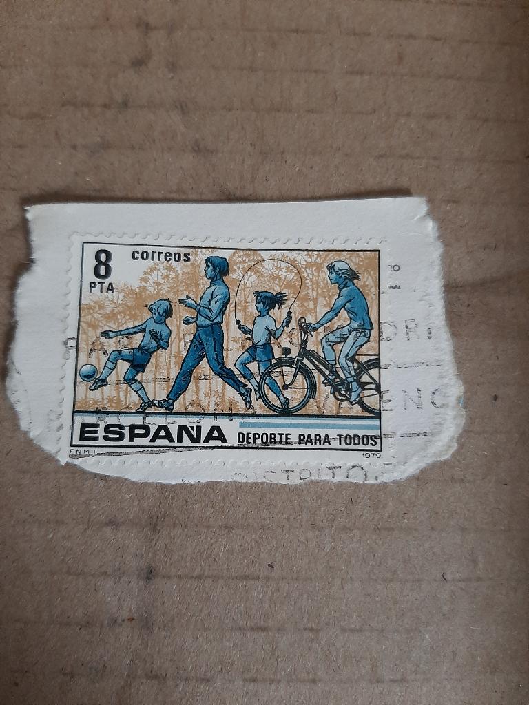 1979 Spanje Sport voor allen Fiets, touwtje springen voetbal, Verzenden, Gestempeld
