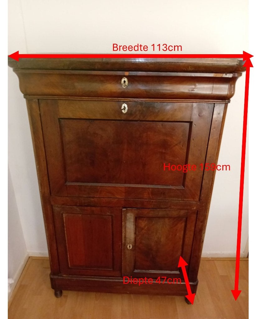 ANTIEKE 19e EEUWS SECRETAIRE met KLEPBLAD, Ophalen