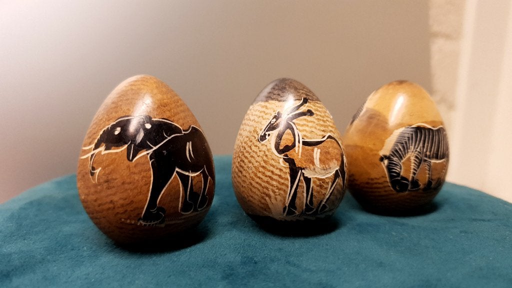 Set 3 Spekstenen Eieren Afrika Safari Handgemaakt, Antiek en Kunst, Ophalen of Verzenden