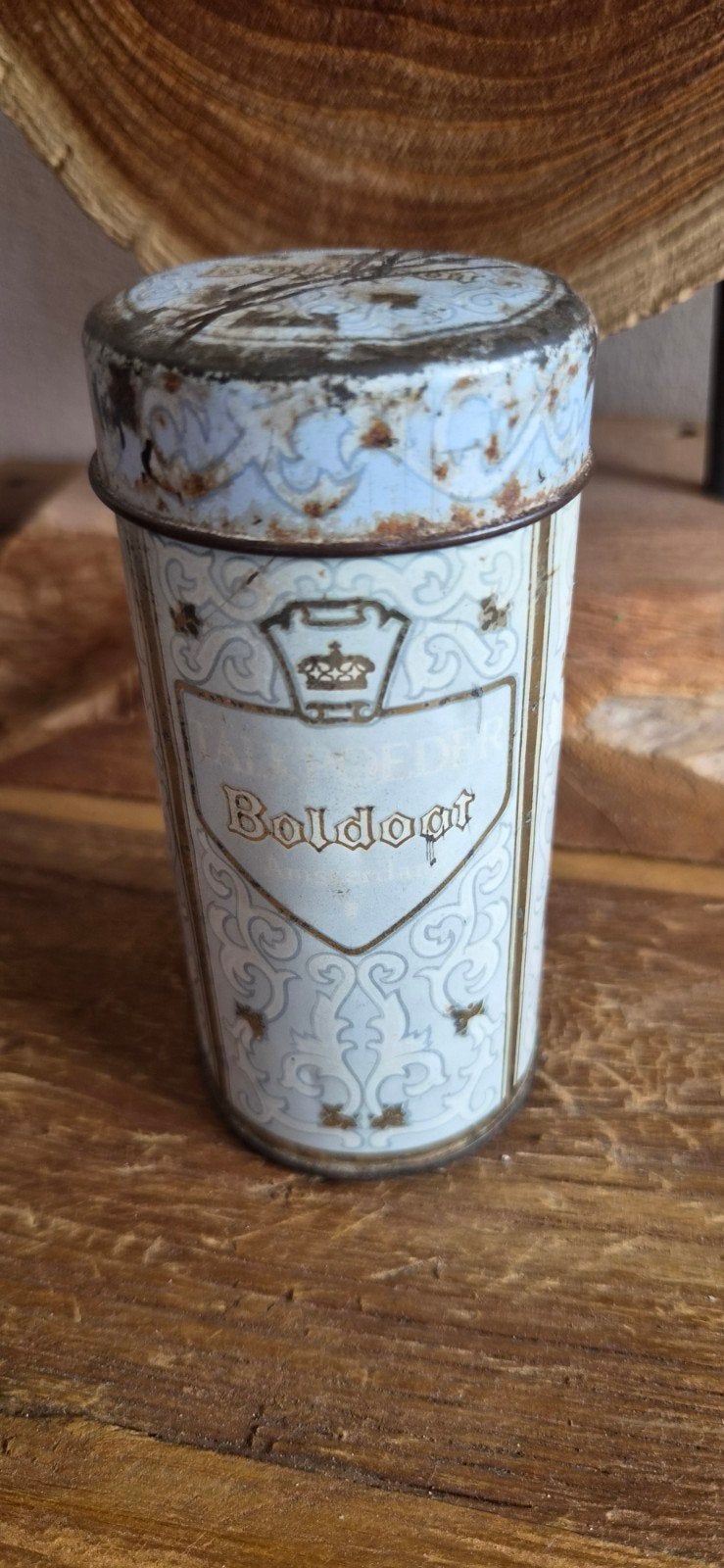 Oud blikje Boldoot talkpoederstrooier, Ophalen of Verzenden