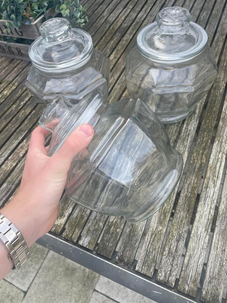 3 glazen potten, Ophalen, Gebruikt, Schaal, Glas