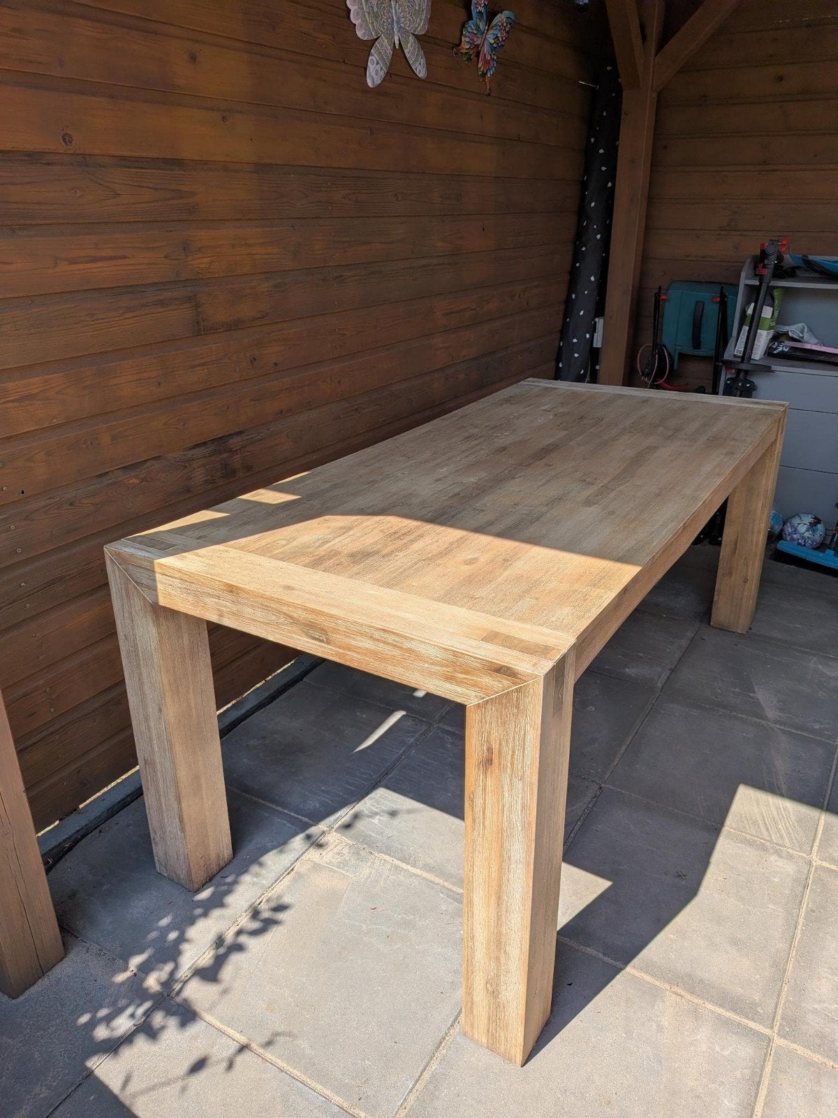 Mooie tuintafel voor onder overkapping, Ophalen, Gebruikt, Rechthoekig, Hout
