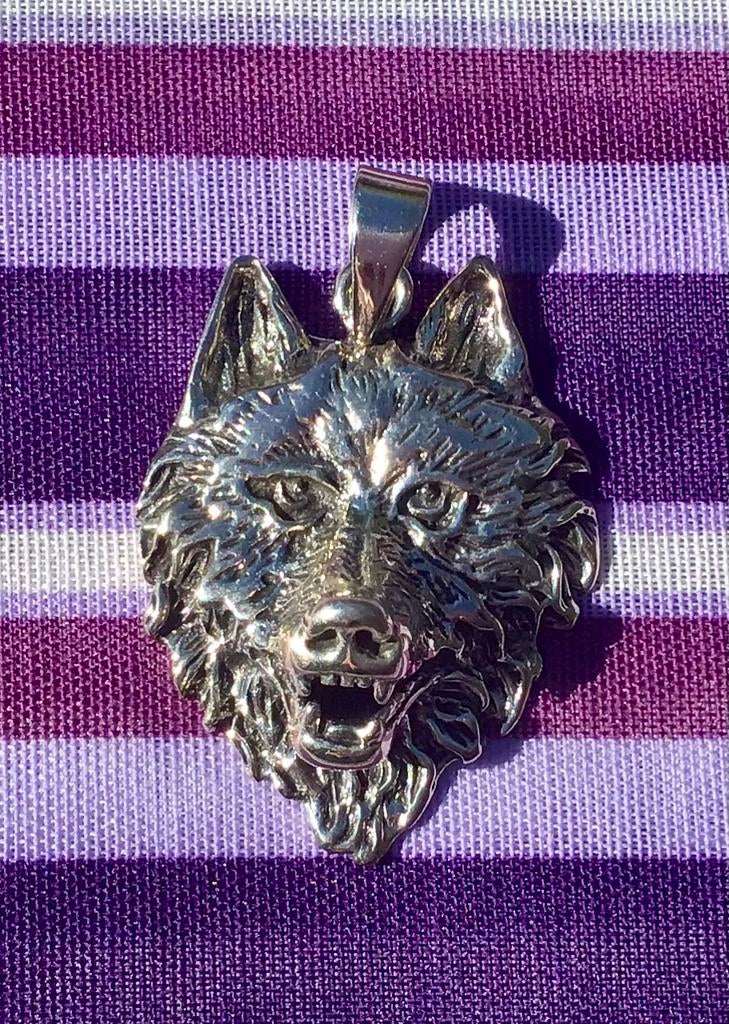 Zilveren Wolf Hanger - Gedetailleerd en Stoer, Ophalen of Verzenden, Zo goed als nieuw, Zilver, Dier