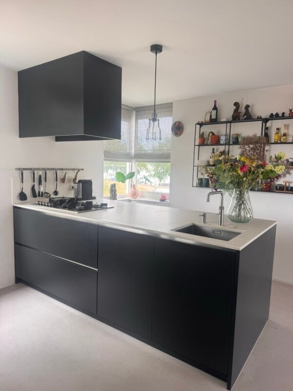 ✨ LUXE ZWARTE GREEPLOZE EILAND KEUKEN   ✨, Huis en Inrichting, Keuken | Complete keukens, Zwart, Dubbelwandige keuken, Ophalen of Verzenden