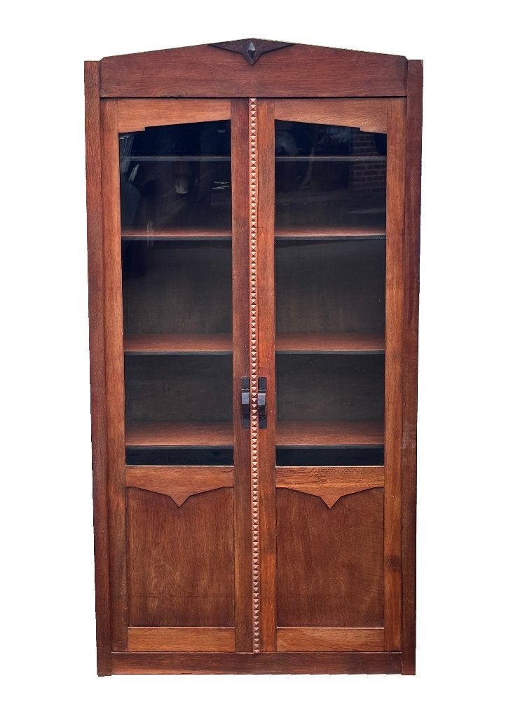 Art Deco Vitrinekast Compact Model Amsterdamse School Eiken