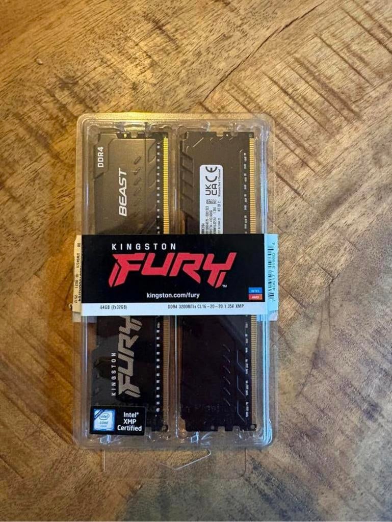 Kingston fury 64gb ddr4 RAM, 2x 32gb, Computers en Software, RAM geheugen, Ophalen, DDR4, Zo goed als nieuw, Desktop