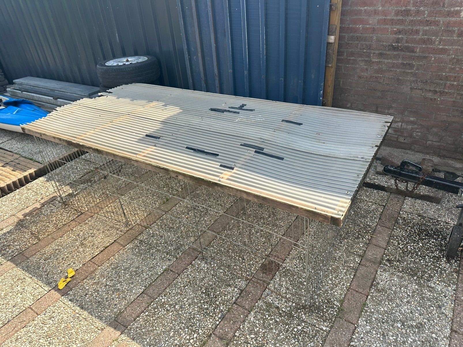 Grote overdekte konijnenren kippenren  214 x 112 cm, Dieren en Toebehoren, Knaagdieren en Konijnen | Hokken en Kooien, Ophalen