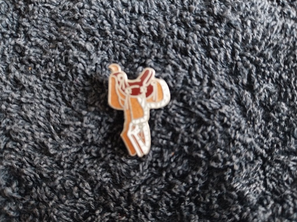 Hoedspeld western pin bruin zadel NIEUW, Verzamelen, Speldjes, Pins en Buttons, Ophalen of Verzenden, Nieuw, Overige onderwerpen