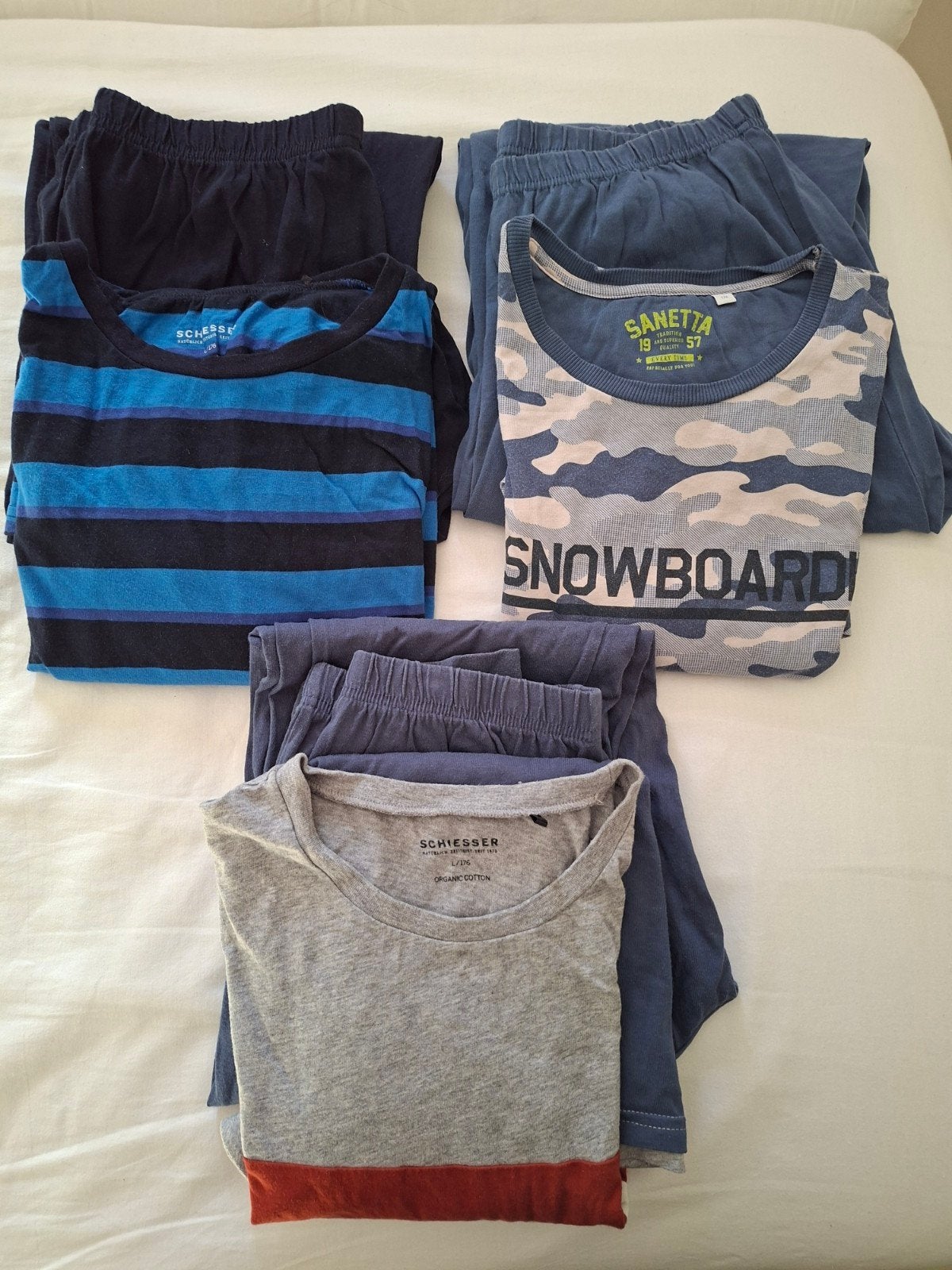 3 Schiesser & Sanetta pyjama's L/176 100% katoen, Nacht- of Onderkleding, Gebruikt, Ophalen of Verzenden, Schiesser