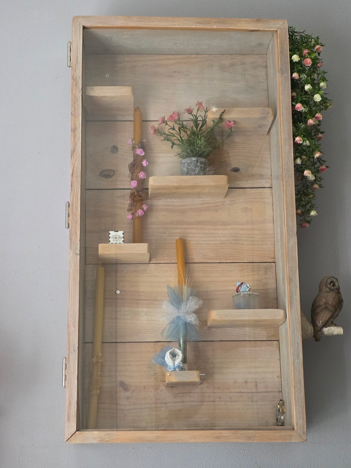 Steigerhout Vitrinekast met Veiligheidsglas op Maat Gemaakt, Ophalen, Met plank(en), Glas, 100 tot 150 cm