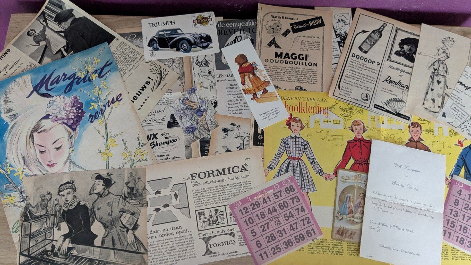 Leuke vintage ephemera set junk journal, Ophalen of Verzenden, Gebruikt