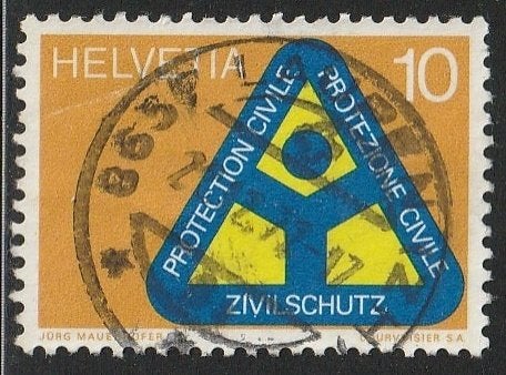 Zwitserland 1972 975 Burgerbescherming, Gest, Ophalen of Verzenden, Gestempeld
