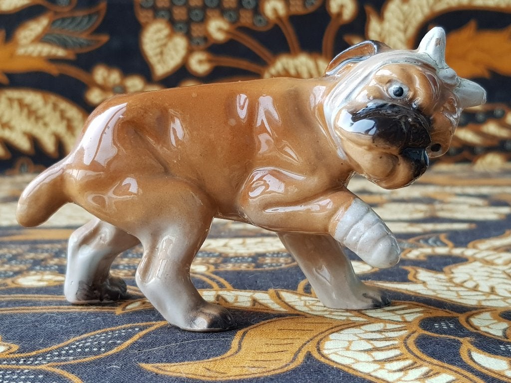 Gewonde boxer oud beeldje uit Engeland van porselein 11,5 cm, Ophalen of Verzenden