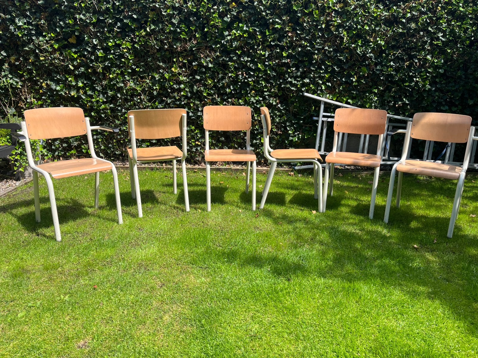Vintage schoolstoelen, Huis en Inrichting, Stoelen, Ophalen, Gebruikt, Overige kleuren, Vintage,industrieel