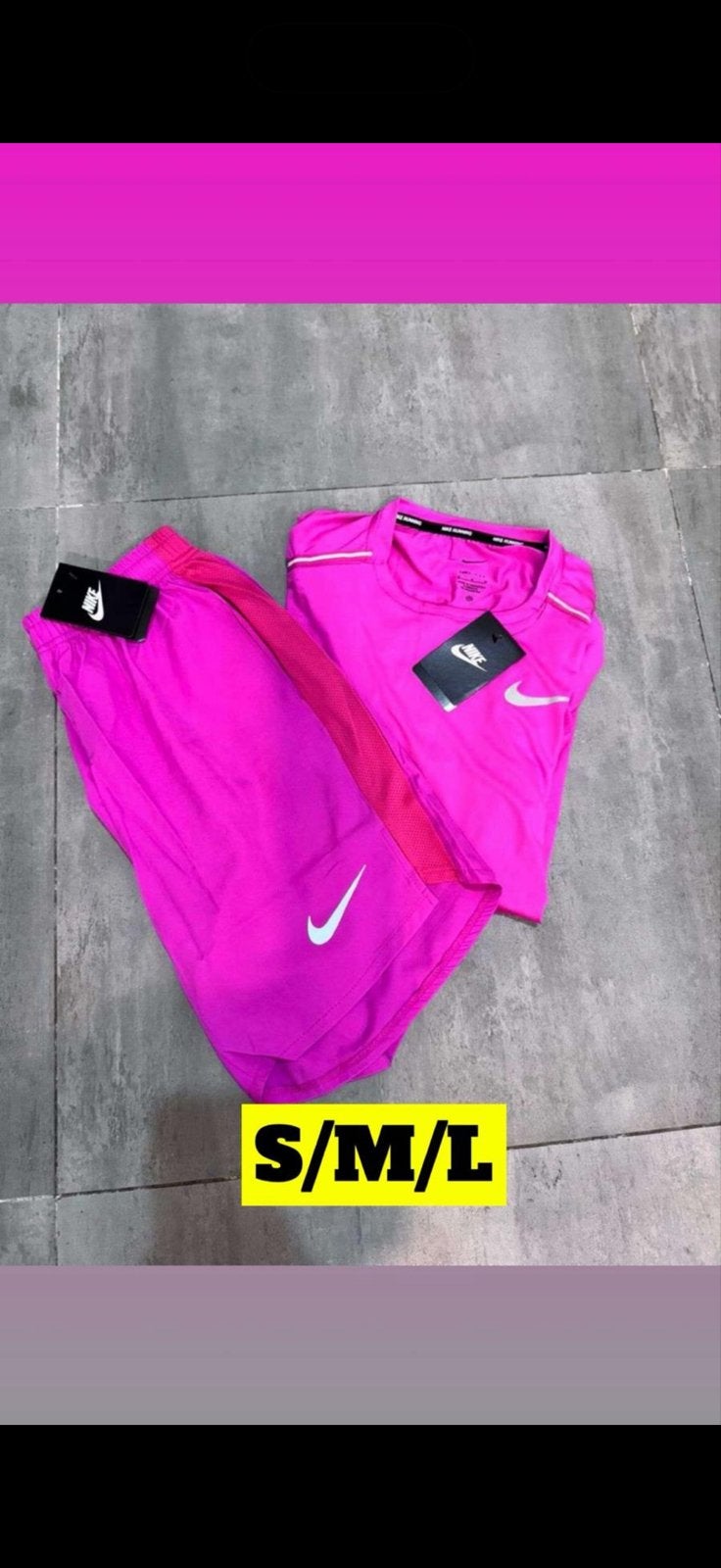 Nike sportset (shirt + broekje) - Diverse kleuren en maten, Meerkleurig, Nieuw, Ophalen of Verzenden, Fitness of Aerobics