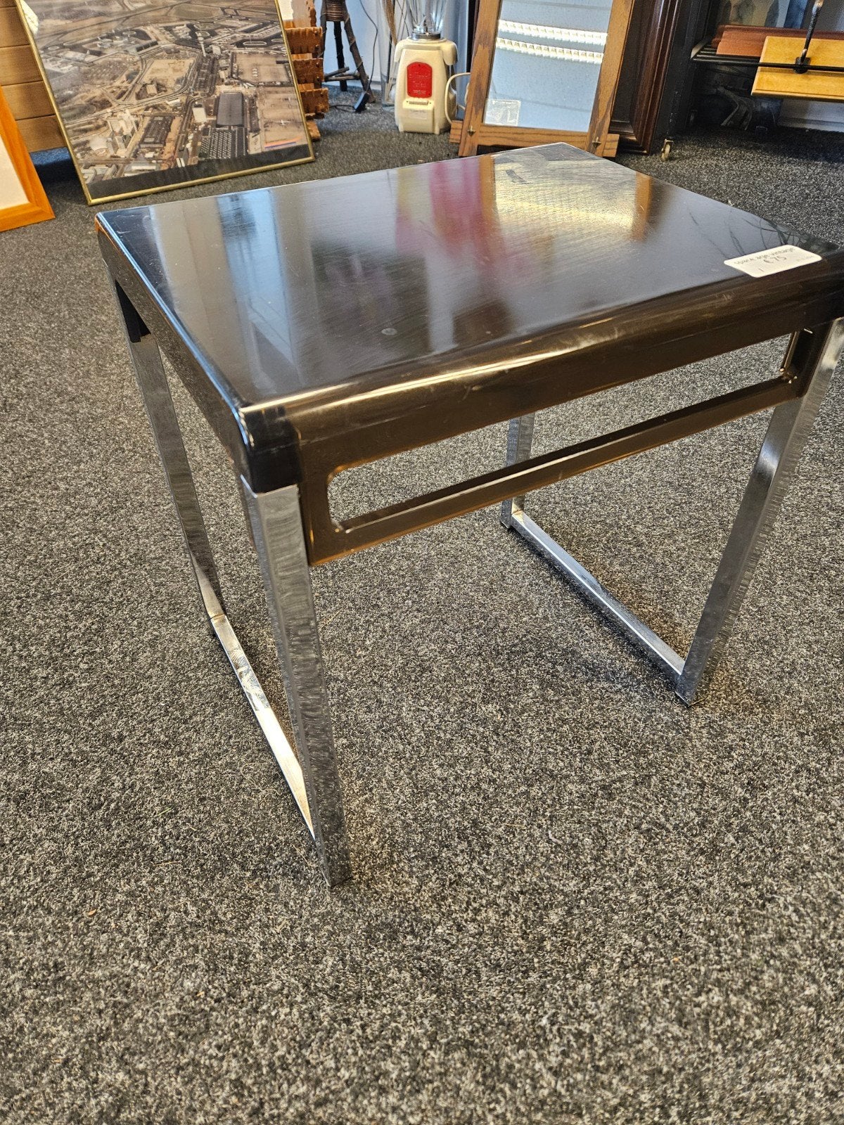 Vintage Space Age Bijzettafel - Chroom en Donker Hout, Ophalen