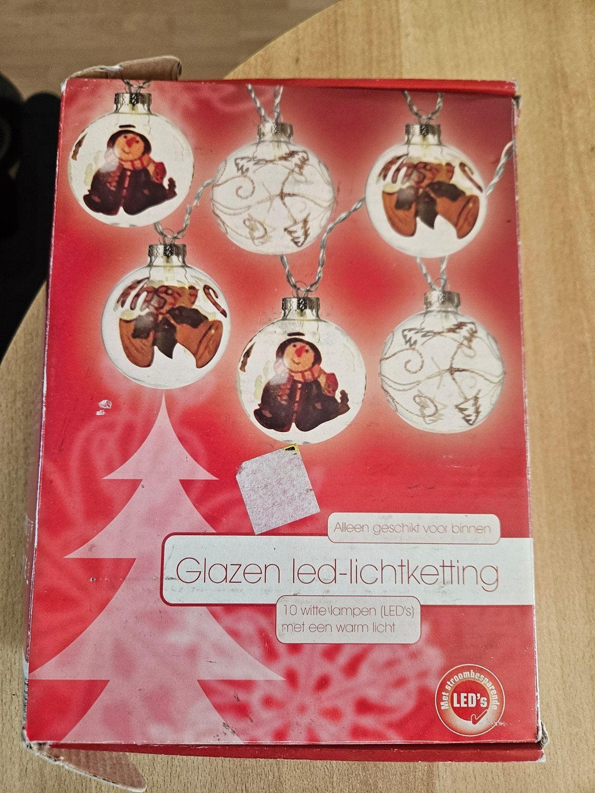 glazen led-licht ketting met 10 kerstballen. NIEUW, Diversen, Ophalen, Nieuw