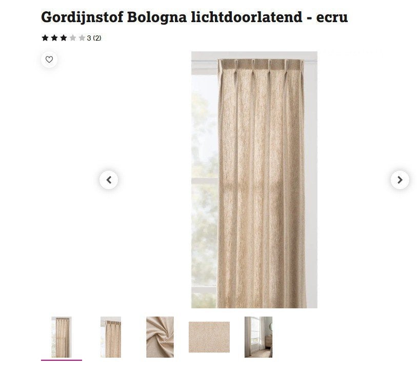 Groot lichtdoorlatend gordijn Bologna ecru met rails, Ophalen, 200 cm of meer, Beige, Zo goed als nieuw