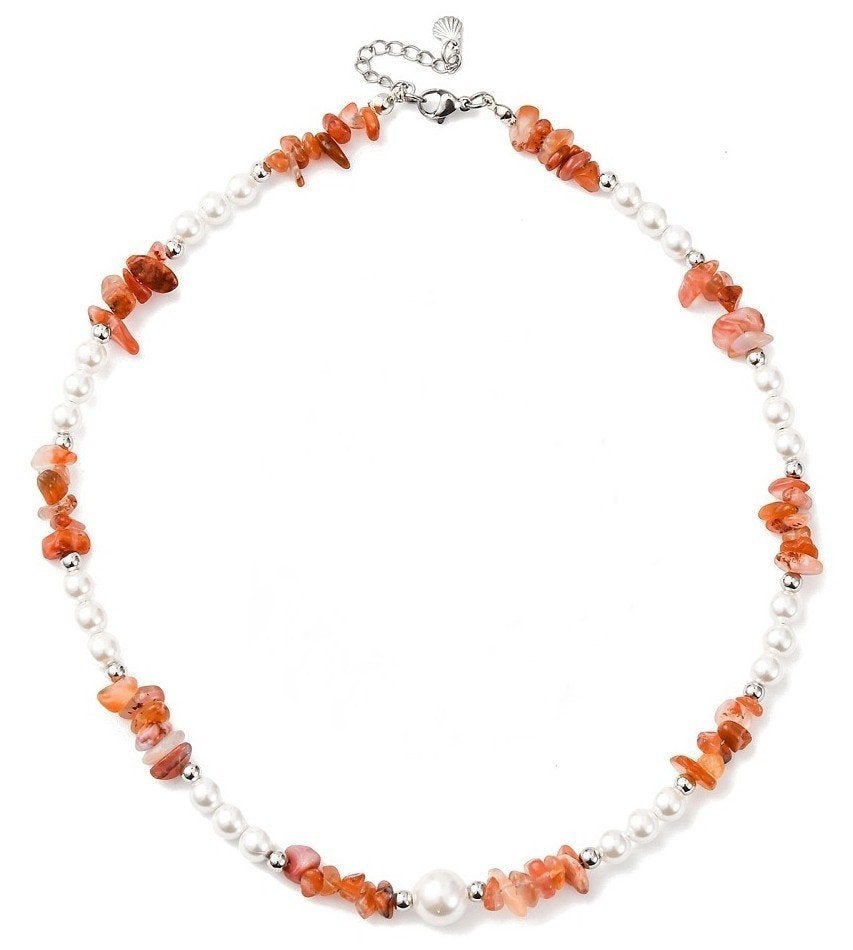 Ketting van agaat en parels, Info.adorabeads@gmail.com, Want 18 Hoogvliet, Adorabeads, Nieuw