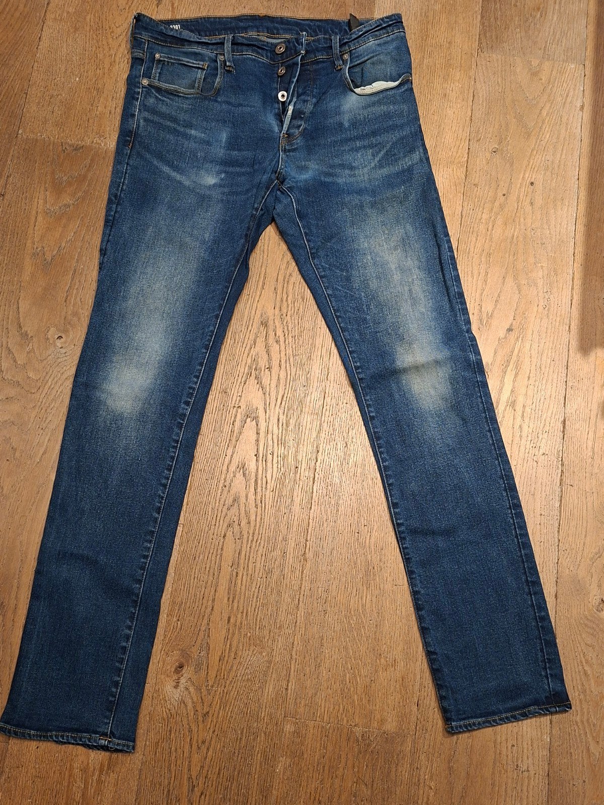 G-Star RAW 3301 Straight Jeans W34 L36, Blauw, Ophalen of Verzenden, W33 - W34 (confectie 48/50), Gedragen