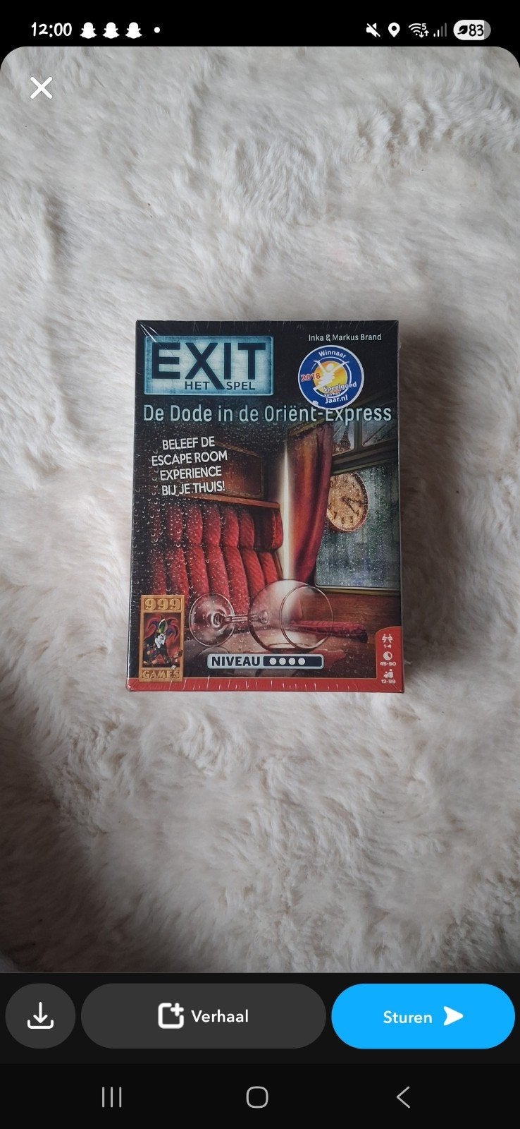EXIT Het Spel: De Dode in de Oriënt-Express, Een of twee spelers, Ophalen of Verzenden, Zo goed als nieuw, 999 Games