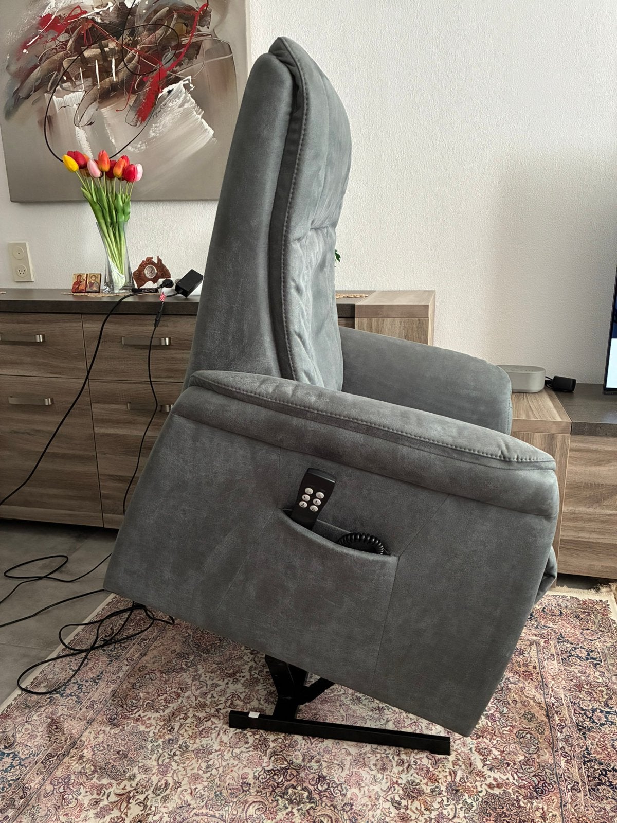 Te koop prominent Elektrische sta op relaxstoel, Ophalen, Minder dan 75 cm, Leer, Zo goed als nieuw